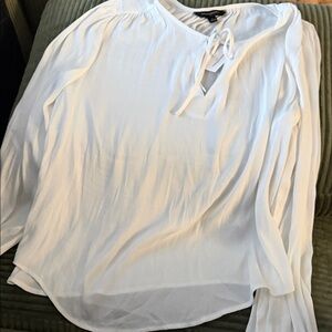 Banana Republic White Women's Blouse with Tie Neck